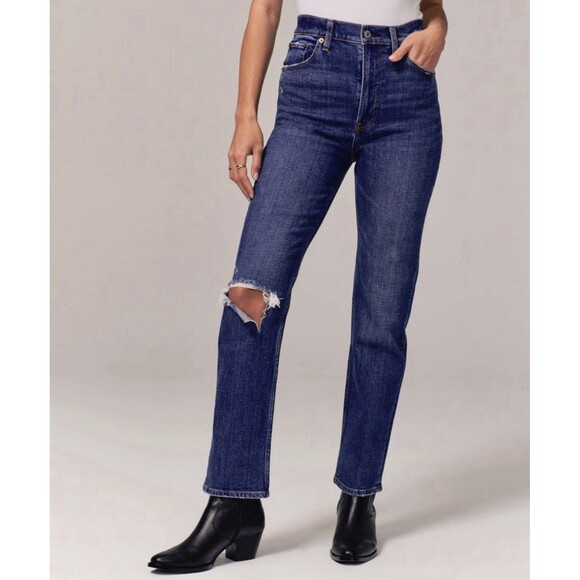 Abercrombie & Fitch Jeans Womens 27/4 The Ankle Straight Ultra High Rise Destroy - Picture 1 of 10